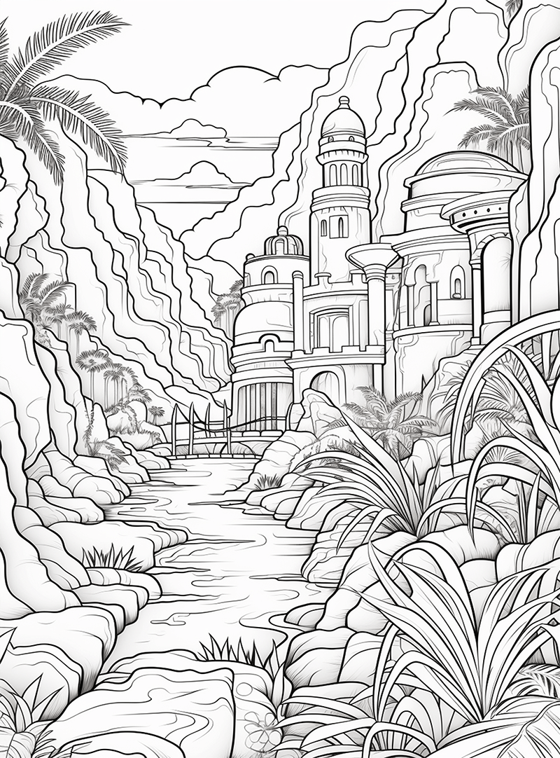 COLORATION Exotic Landscapes Volume I, Coloring Book for Adults