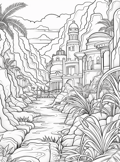COLORATION Exotic Landscapes Volume I, Coloring Book for Adults