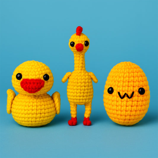 Quacky, Clucky & Eggbert Crochet Kit