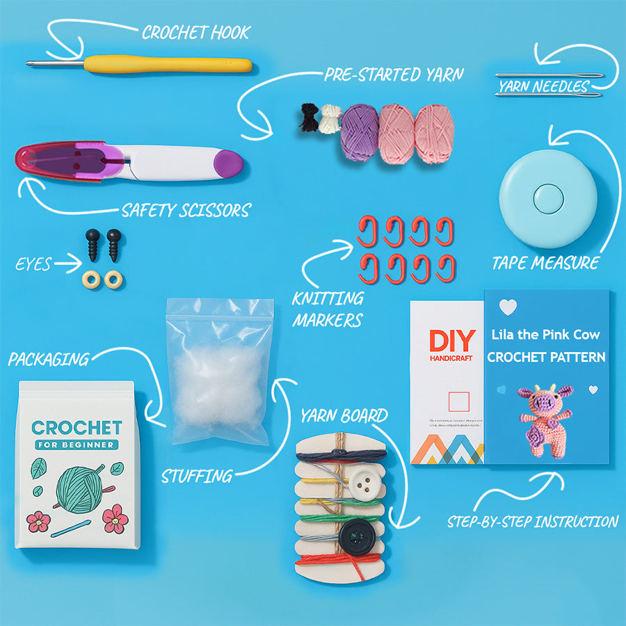 Lila the Pink Cow Crochet Kit