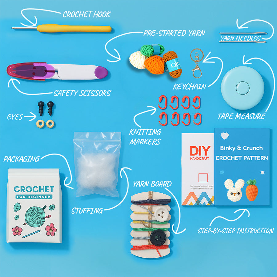 Binky & Crunch (Rabbit and Carrot) Crochet Kit