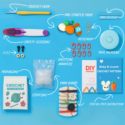 Binky & Crunch (Rabbit and Carrot) Crochet Kit