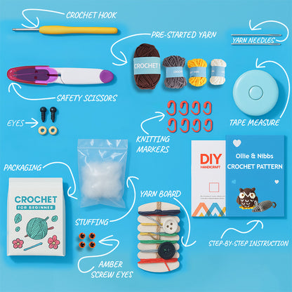 Ollie & Nibbs (Owl and Mouse) Crochet Kit