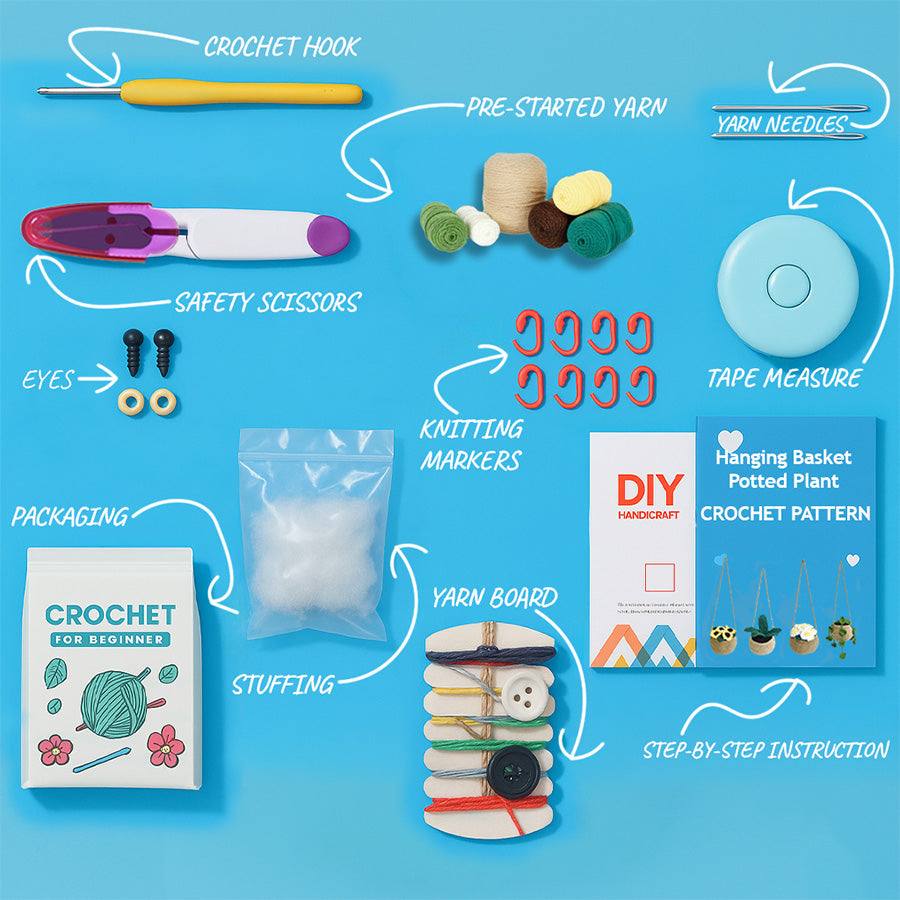 Hanging Basket Potted Plant Crochet Kit