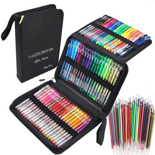 COLORATION 60 Gel Pens, 60 Ink Refills, 1 Travel Case